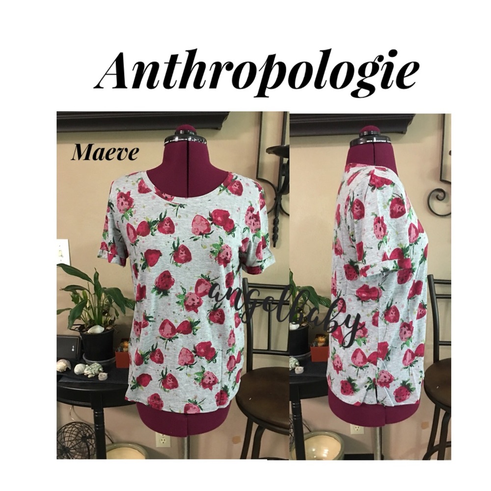 Host Pick! Anthropologie Maeve Strawberry fields tee 🍓🤩 - Picture 6 of 16